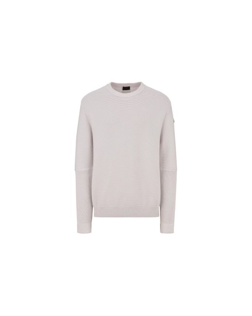 Moncler White Cotton Sweater Grey for men
