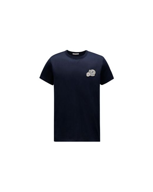 Moncler T-shirt mit doppeltem logoaufnäher in Blue für Herren