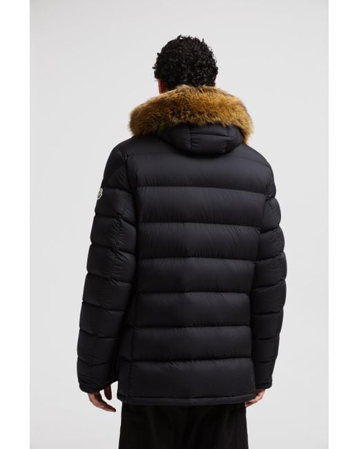 Moncler Black Clunye Hooded Mid-Length Down Jacket for men