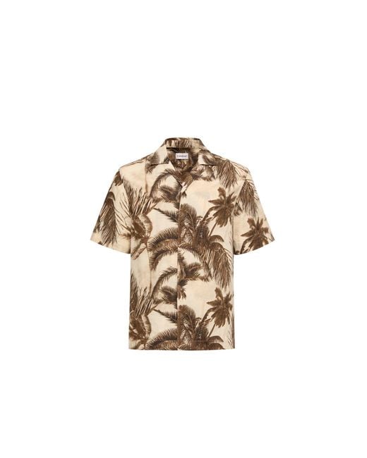 Moncler Metallic Moncler Cotton & Linen Blend Short Sleeve Shirt for men