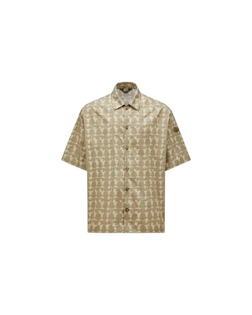 Camisa de algodón estampada con logotipo Moncler de hombre de color Natural