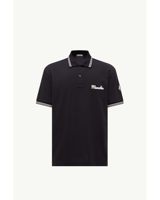 Polo De Piqué De Algodón Con Logotipo Bordado, Hombre, Talla Moncler de hombre de color Black