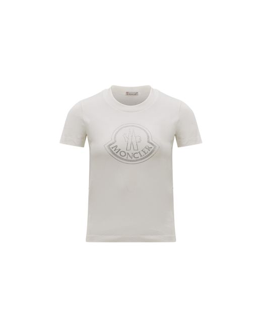 Moncler Gray Crystal Logo T-Shirt