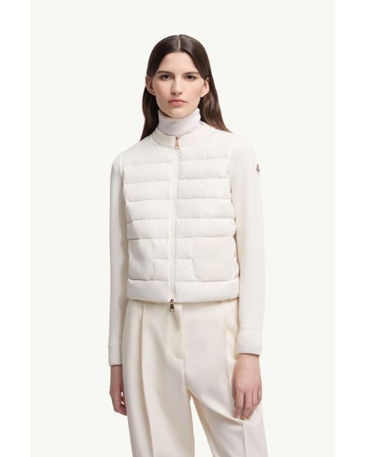 Cárdigan Con Cremallera De Lana Acolchada, Mujer, Talla Moncler de color White