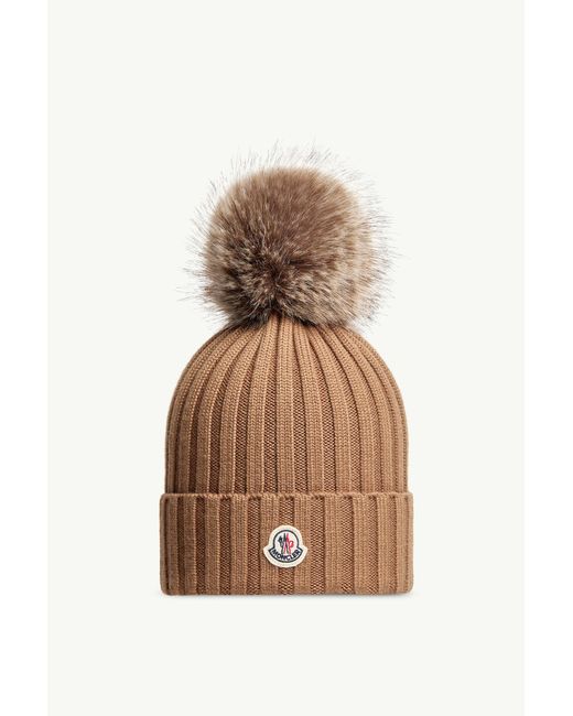 Gorro De Lana Con Pompón, Mujer, Talla Moncler de color Brown