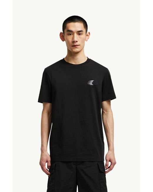 Camiseta De Algodón Con Motivo De Logotipo Difuminado, Hombre, Talla Moncler de hombre de color Black