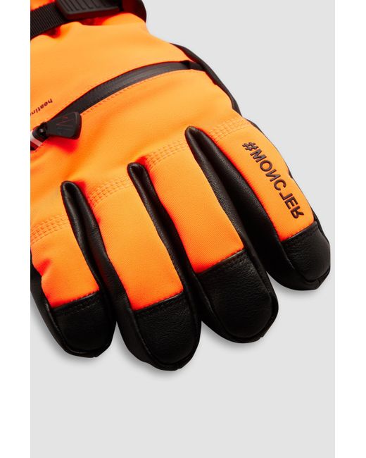 3 MONCLER GRENOBLE Orange Padded Gloves for men