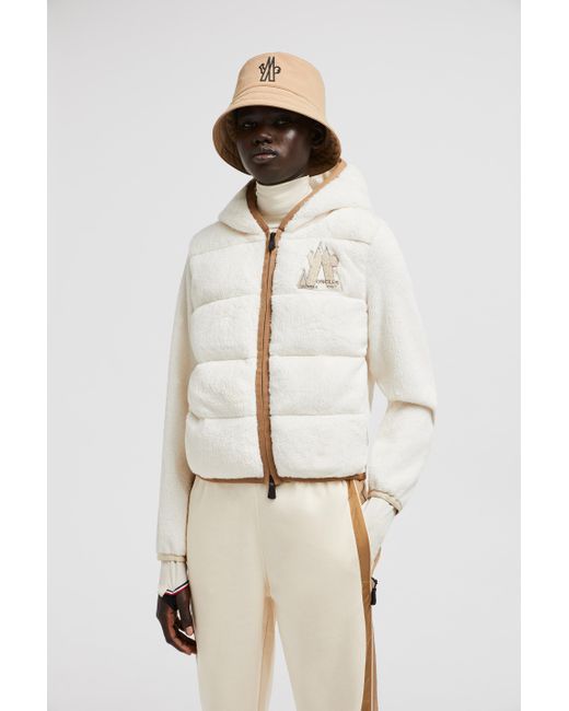 Moncler White Padded Polartec Zip-Up Hoodie