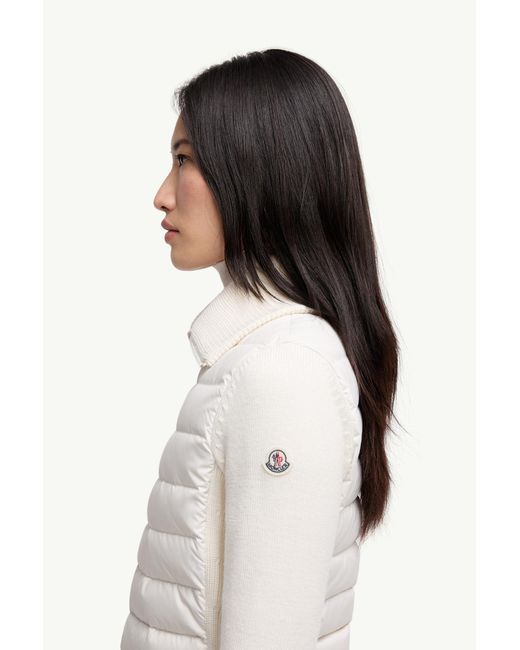Moncler White Padded Wool Zip-Up Cardigan