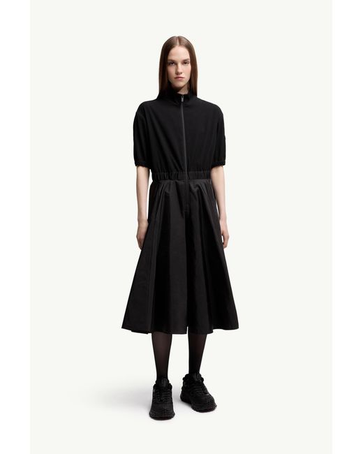 Moncler Black Midi-Kleid Aus Satin, Damen, Größe