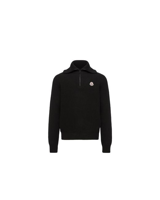 Moncler Black Moncler Logo Rib Wool Turtleneck for men