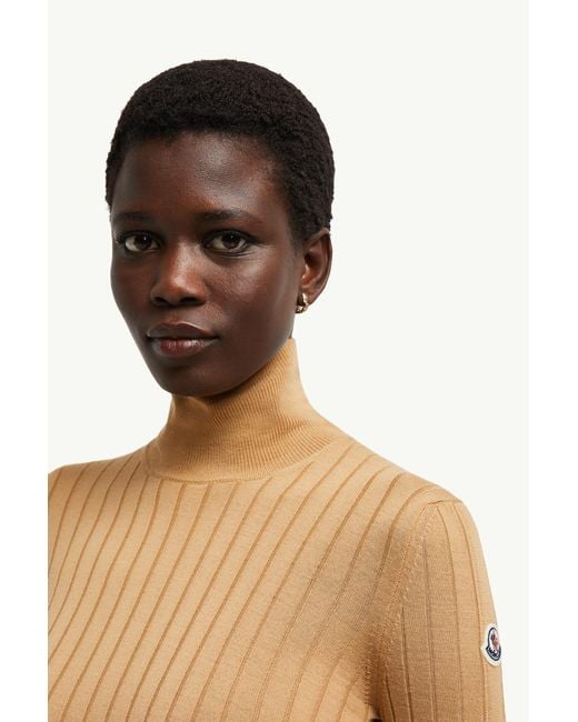 Moncler Natural Wool & Cashmere Polo Neck Jumper