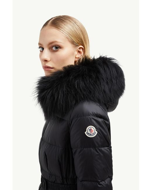 Plumífero Largo Con Capucha De Y Ribete De Lana De Oveja Joven Boedic, Mujer, Talla Moncler de color Black