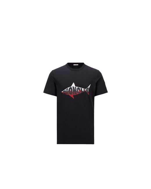 キッズ用トップス MONCLER Cotton jersey T-shirt with embroidered shark Moncler Enfant - Boys Red Cotton Shark T-Shirt | Childrensalon