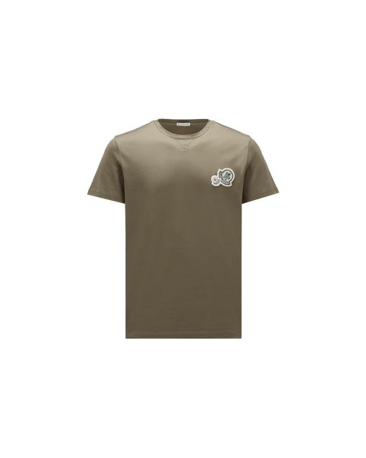 T-shirt à empiècement double logo Moncler pour homme en coloris Green