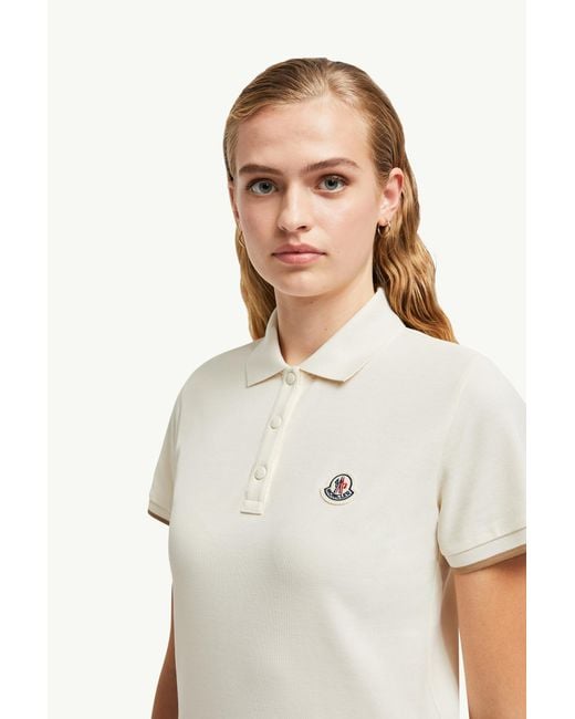 Moncler White Polo With Collar