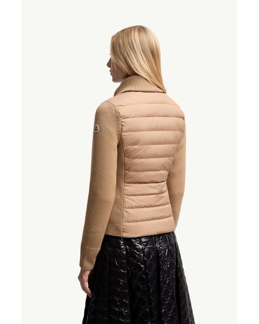 Moncler Natural Padded Wool Zip-Up Cardigan