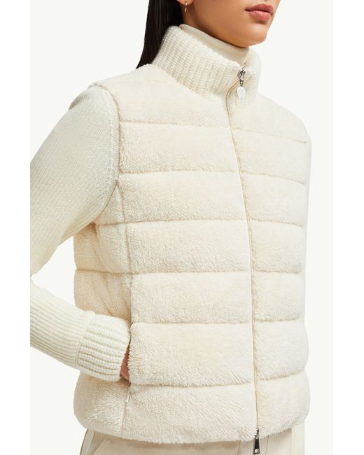 関税込 MONCLER  PADDED TEDDY ZIP-UP CARDIGAN White Padded Teddy Zip-Up Cardigan - Sweatshirts for Women