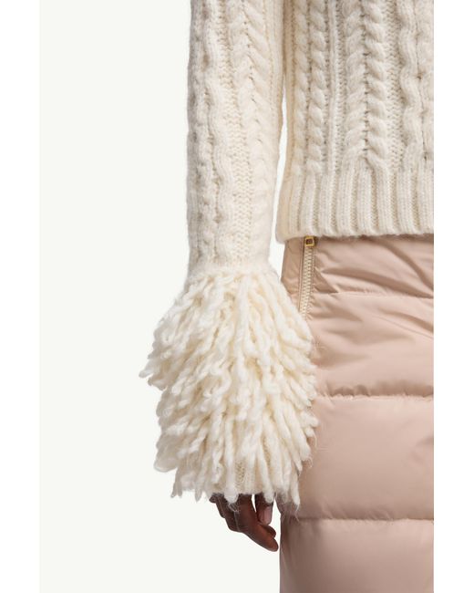Moncler Natural Strickjacke Mit V-Ausschnitt Aus Alpakamischung, Damen, Größe
