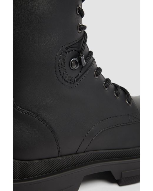 Moncler Black Hevea Leather Lace-Up Boots