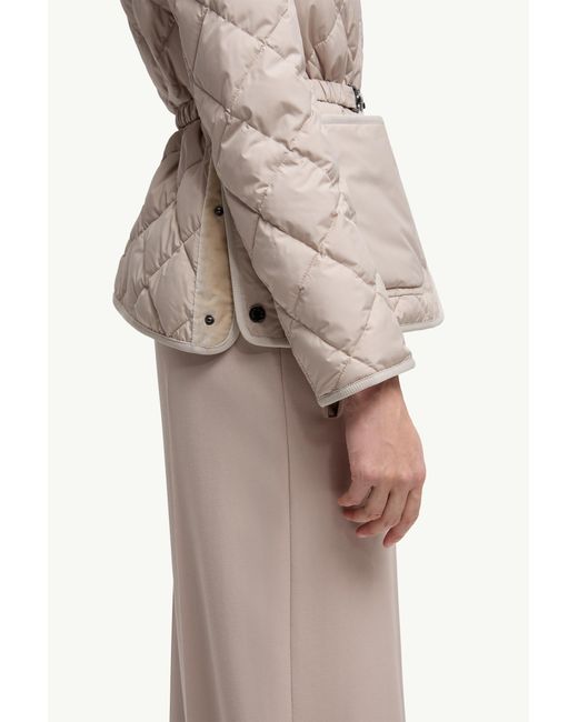Moncler Natural Cygne Diamond-Quilted Short Down Jacket