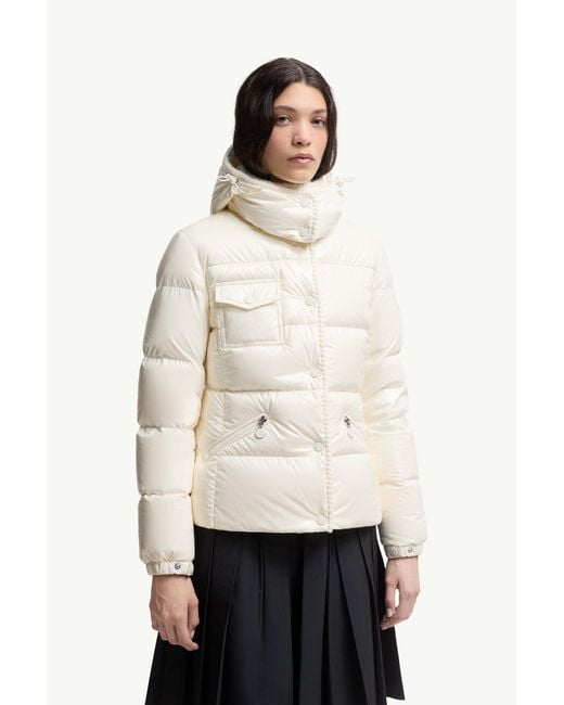 Moncler White Glareins Braided Trim Hooded Short Down Jacket
