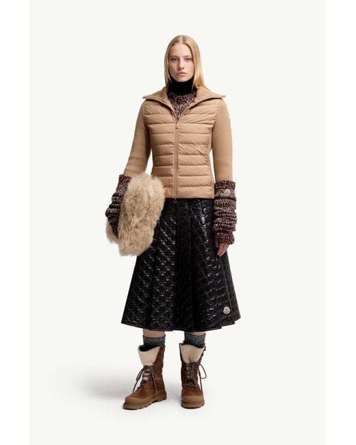 Moncler Natural Padded Wool Zip-Up Cardigan