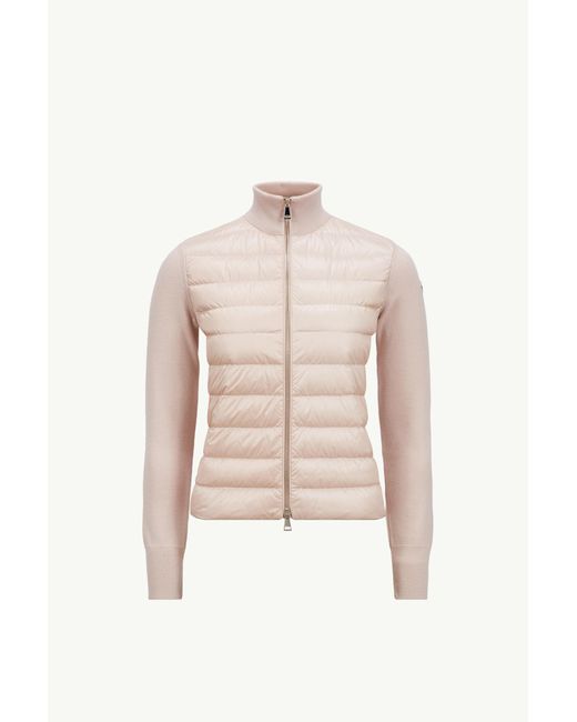 Cardigan Zippé Matelassé En Laine Moncler en coloris Pink