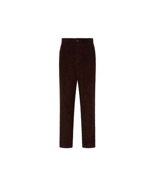 Moncler Brown Moncler Leather Logo Corduroy Trousers for men
