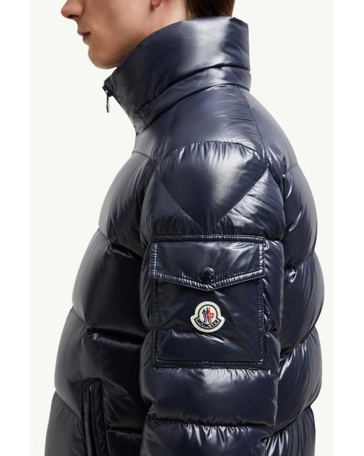 Moncler Maya Kurze Daunenjacke Mit Kapuze, Herren, Größe in Blue für Herren