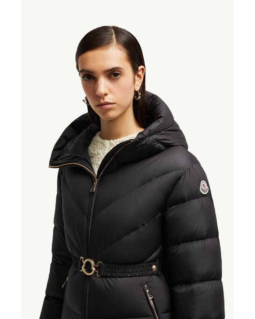 Moncler Black Brosse Diagonal-Quilted Hooded Short Down Jacket