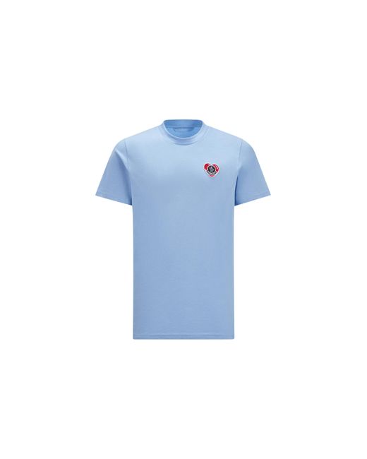 Camiseta con logotipo de corazón Moncler de hombre de color Blue