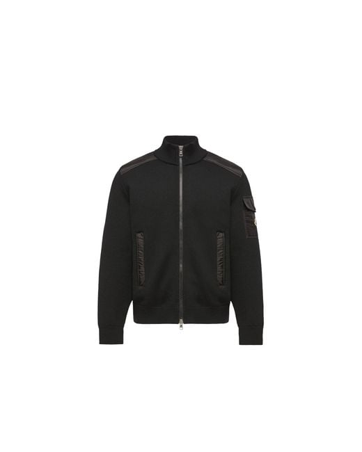 Moncler Black Moncler Padded Wool Zip-Up Cardigan for men