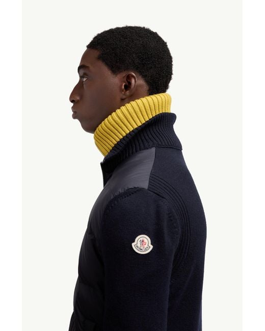 Moncler Wattierte Strickjacke Aus Wolle Mit Reißverschluss, Herren, Größe in Blue für Herren