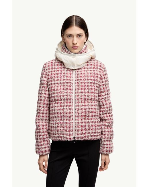 Moncler Black Andronne Tweed Hooded Short Down Jacket
