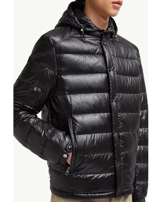 Moncler Black Gliere Hooded Short Down Jacket for men