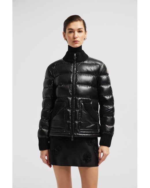 Moncler Black Arcelot Wool-Trimmed Short Down Jacket