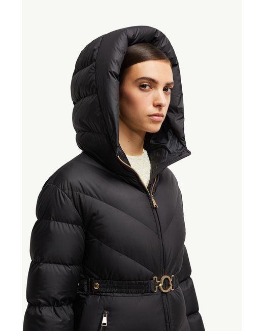 Moncler Black Brosse Diagonal-Quilted Hooded Short Down Jacket