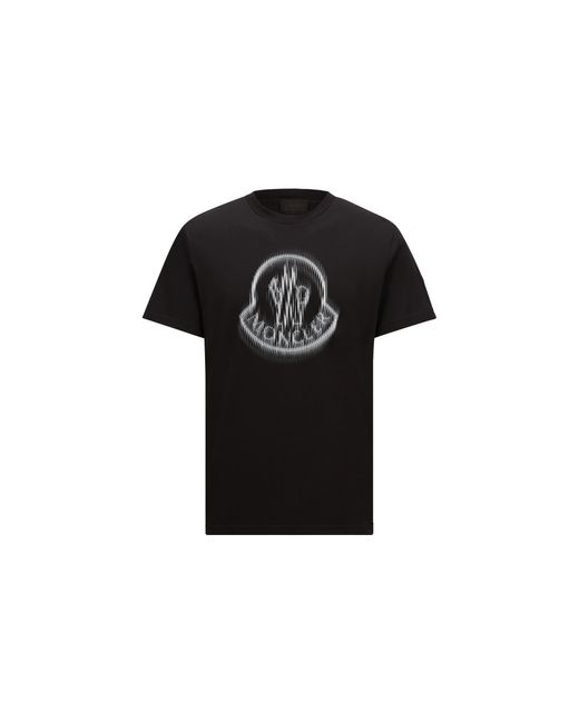 Camiseta De Algodón Con Logotipo Difuminado, Hombre, Talla Moncler de hombre de color Black