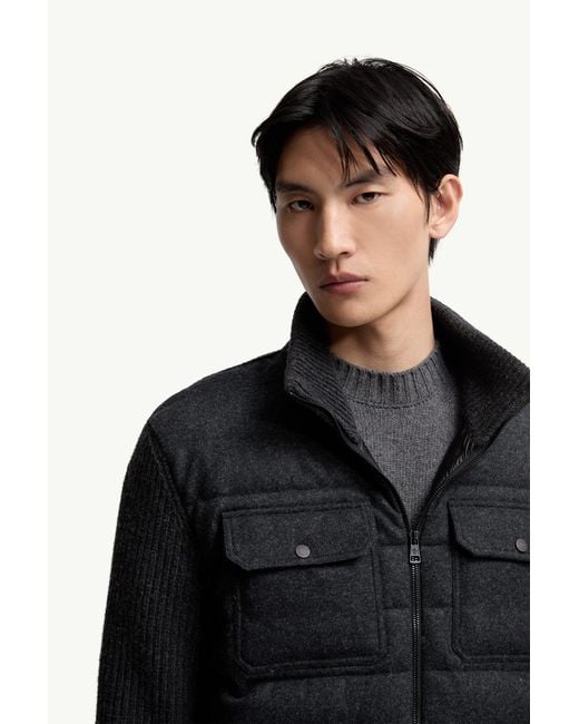 Moncler Wattierte Strickjacke Aus Wolle Mit Reißverschluss, Herren, Größe in Black für Herren