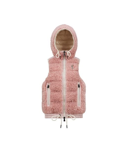 Moncler Pink Plush Teddy Fleece Down Gilet