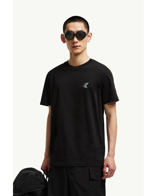 Camiseta De Algodón Con Motivo De Logotipo Difuminado, Hombre, Talla Moncler de hombre de color Black