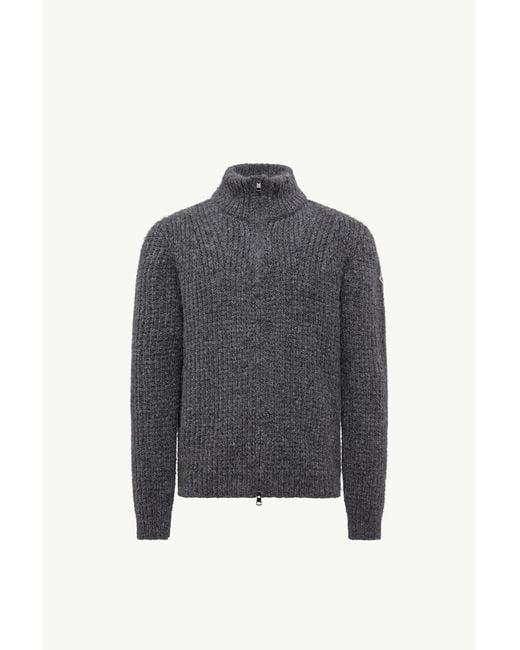 Moncler Gray Alpaca & Wool Zip-Up Cardigan for men