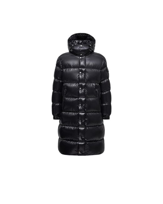 Moncler Black Hanoverian Hooded Square-Quilted Long Down Jacket for men
