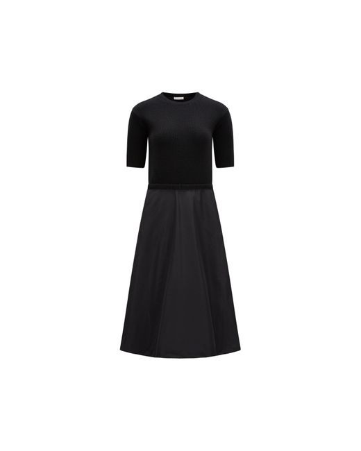 Moncler Black Wool & Taffeta Dress
