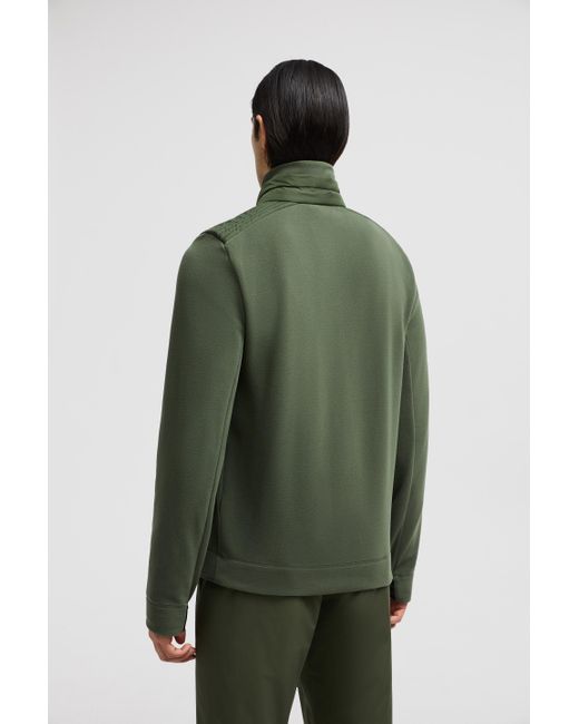 Moncler Green Fleece Zip-Up Sweatshirt for men