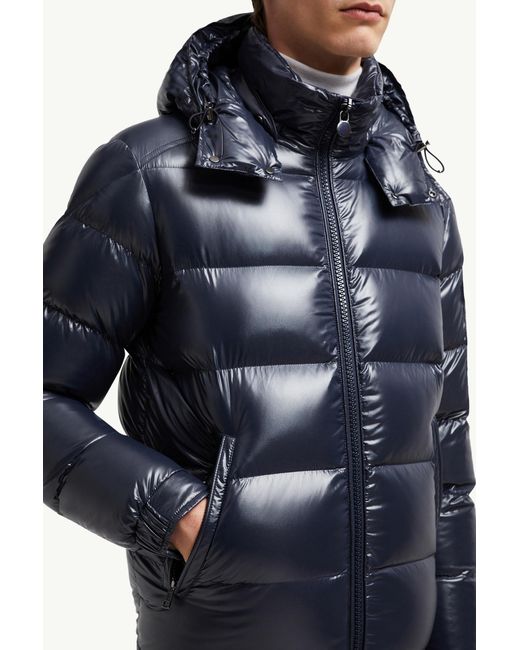 Moncler Maya Kurze Daunenjacke Mit Kapuze, Herren, Größe in Blue für Herren