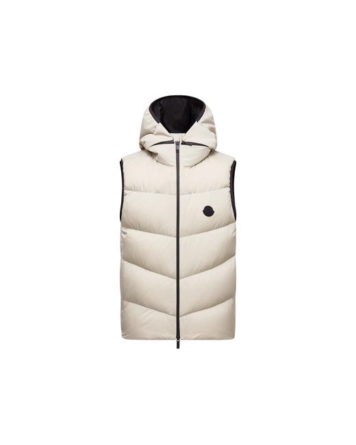 Gilet Imbottito Guersac Con Cappuccio E Trapuntatura Diagonale, Uomo, Taglia di Moncler in Natural da Uomo