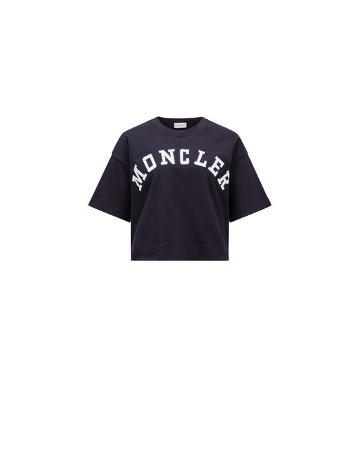 Moncler Blue T-shirt mit logo
