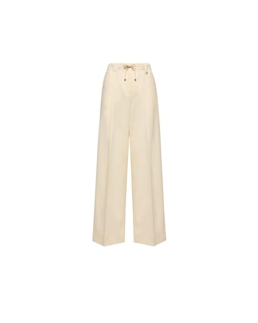 Moncler Natural Moncler Wool Gabardine Tailored Trousers